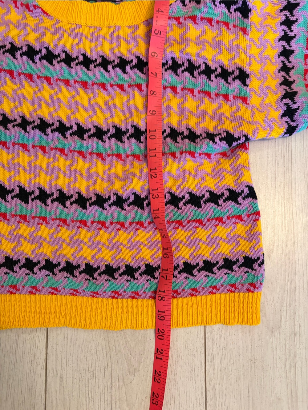 Parisian Works Yellow Multi-Color Houndstooth Kids Sweater - Picture 6 of 7